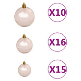 vidaXL Sztuczna choinka z lampkami i bombkami, czarna, 210 cm, PVC