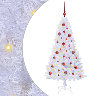 Sztuczna choinka z 150 diodami LED Biały 150 cm PVC i stal
