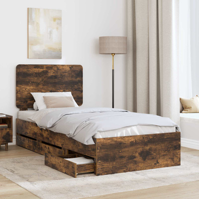 Ramka łóżka Dąb wędzony 75 x 190 cm Drewno inżynieryjne