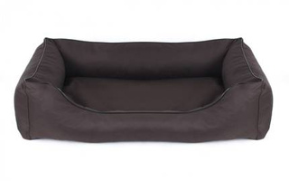 Legowisko dla psa Sofa Valencia Standard w kolorze brązowym z czarnym wykończeniem Rozmiar: XL - 120 x 90 cm - do samodzielnego złożenia