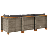 3-osobowa sofa ogrodowa z poduszkami, szara, polirattan model standard