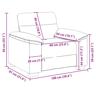 Sofa Fotel Czarny 100x81x84 cm Tkanina