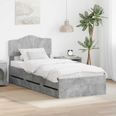 Ramka łóżka Betonowy szary 75 x 190 cm Drewno inżynieryjne