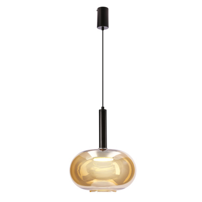 Lampa wisząca Bueno szklana pojedyncza bursztynowy klosz GX53