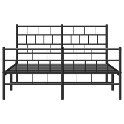 Metalowa rama łóżka z wezgłowiem i zanóżkiem, czarna, 140x200cm