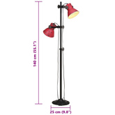 Lampa stojąca, 25 W, postarzany czerwony, 25x25x90/140 cm, E27