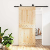 Drzwi przesuwne Naturalny i czarny 90 x 210 cm