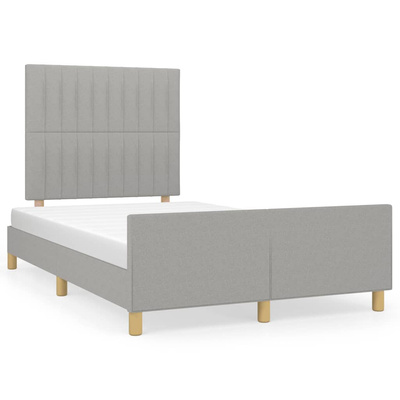 vidaXL Rama łóżka z zagłówkiem, jasnoszara, 120x200 cm, tkanina model standard