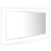 vidaXL Lustro łazienkowe LED, wysoki połysk, białe, 90x8,5x37cm, akryl