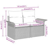 Sofa Ogrodowa z poduszką Beżowy 141 x 62 x 69cm polirattan