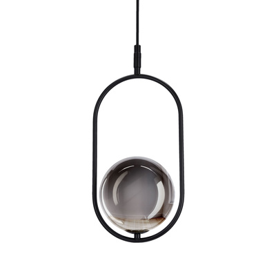Lampa wisząca CORDEL elegancka - czarna z grafitowym kloszem kulką - nowoczesne oświetlenie salonu i łazienki 1x G9 LED
