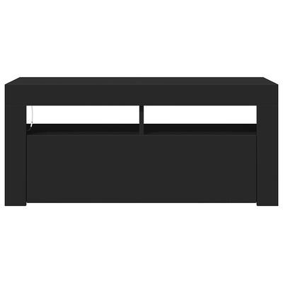 Szafka pod TV z oświetleniem LED, czarna, 90x35x40 cm