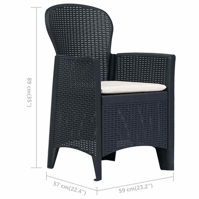 3-częściowy zestaw bistro, antracytowy, stylizowany na rattan