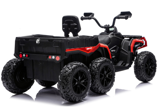 Quad Na Akumulator ATV 6 Kół Z Przyczepką JC606 24V 4x4 Czerwony