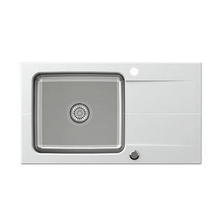 EDWARD 111 Fusion HardRock alabaster z komorą stalową (780x440x190) z syfonem manualnym i zaślepką