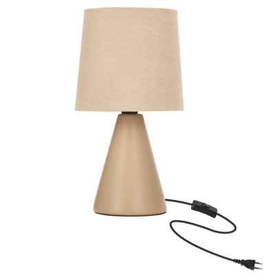 Lampka nocna Satti ceramiczna brązowa z abażurem E14 klasyczna