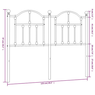 Metalowe wymienne wezgłowie, czarne, 120 cm
