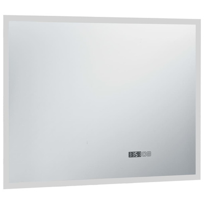 vidaXL Lustro łazienkowe z LED, czujnikiem dotyku i zegarem, 80x60 cm