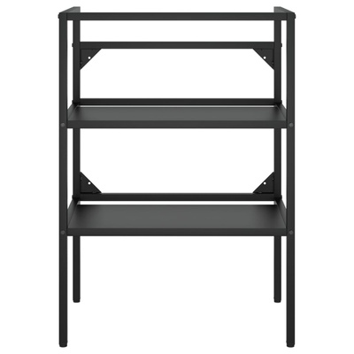 Stelaż z wbudowaną umywalką, czarny, żelazny