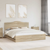 Ramka łóżka Dąb Sonoma 200 x 200 cm Drewno inżynieryjne