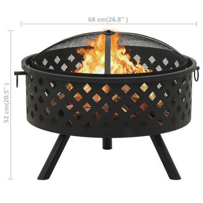 vidaXL Palenisko z pogrzebaczem, 68 cm, XXL, stal