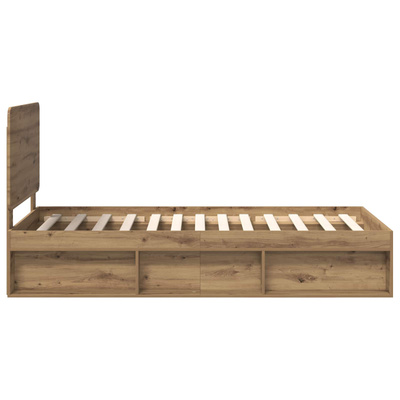 Ramka łóżka Dąb artisan 90 x 190 cm Lite drewno sosnowe