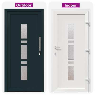 Drzwi Frontowe 98 x 208 cm PVC antracytowy