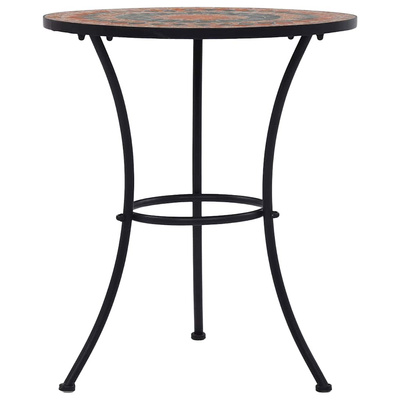 Mozaikowy stolik bistro, pomarańczowo-szary, 60 cm, ceramiczny