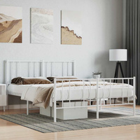 vidaXL Metalowa rama łóżka z wezgłowiem i zanóżkiem, biała, 120x200 cm model standard