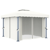 vidaXL Altana ogrodowa z zasłonami, 3 x 3 m, kremowa, aluminium