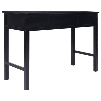 vidaXL Biurko, czarne, 108x45x76 cm, lite drewno paulowni