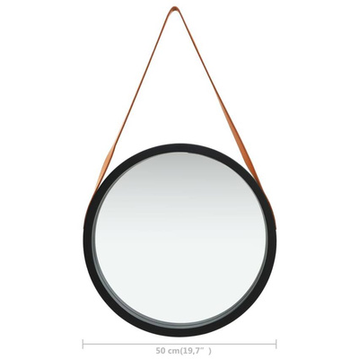vidaXL Lustro ścienne na pasku, 50 cm, czarne