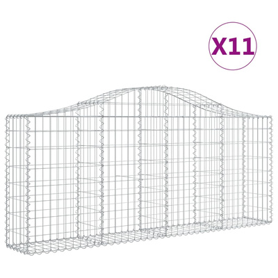 Kosze gabionowe, 11 szt, 200x30x80/100 cm, galwanizowane żelazo