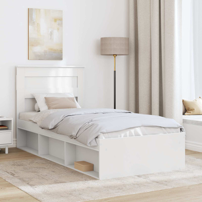 Ramka łóżka Gładki Biały 75 x 190 cm Lite drewno sosnowe