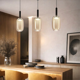 Lampa wisząca Bueno szklana bursztynowy klosz pojedyncza GX53
