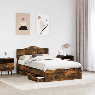 Ramka łóżka Dąb wędzony 120 x 190 cm Drewno inżynieryjne