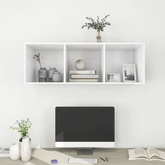 vidaXL Wisząca szafka pod TV, biała, 37x37x107 cm