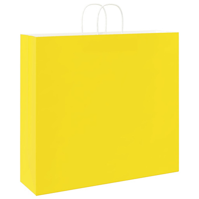 Torby papierowe 250 szt. z uchwytami żółte 54x15x49 cm