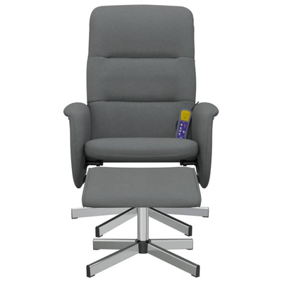 vidaXL Rozkładany fotel masujący z podnóżkiem, ciemnoszary, tkanina