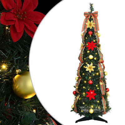 Sztuczna choinka z 50 diodami LED z podstawą Zielony 125 cm PVC