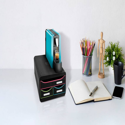 Exacompta Organizer z 3 szufladkami na biurko Black Office, czarny