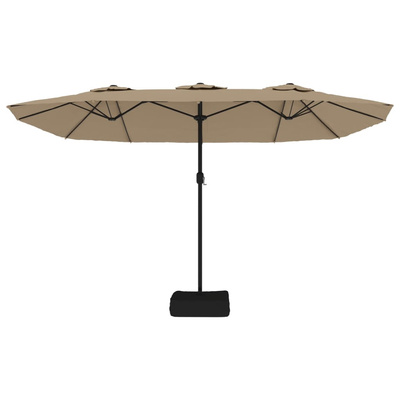 Podwójny parasol ogrodowy z LED, kolor taupe, 449x245 cm