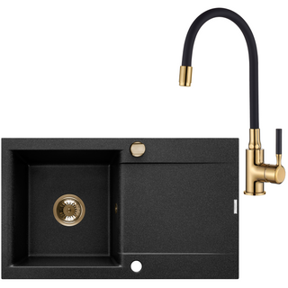 Zlewoz granit 1k tesalia w zes ze złotą bz glamour syf złoty z dług oc AZ-01-Z43-SET Invena