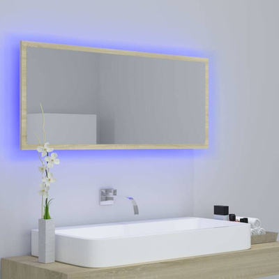 vidaXL Lustro łazienkowe LED, kolor dąb sonoma, 100x8,5x37 cm, akryl