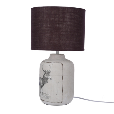 Lampka nocna Walia szara metalowa z abażurem E27