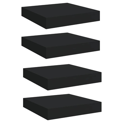 vidaXL Półki ścienne, 4 szt., czarne, 23 x 23,5 x 3,8 cm, MDF