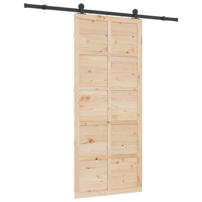 Drzwi przesuwne 100 x 208 cm Lite drewno sosnowe naturalny