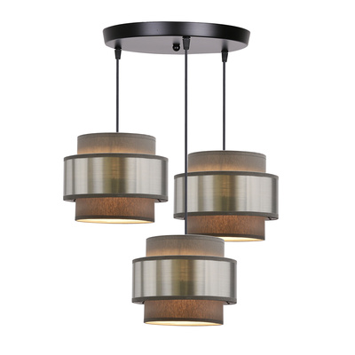 Hare lampa wisząca chromowy talerz 3x60w e27 abażur szary+srebrny