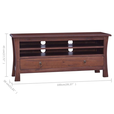 vidaXL Szafka pod TV, klasyczny brąz, 100x30x45 cm, drewno mahoniowe