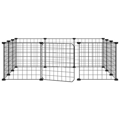 Klatka dla zwierząt z bramką, 12 paneli, czarna, 35x35 cm, stal